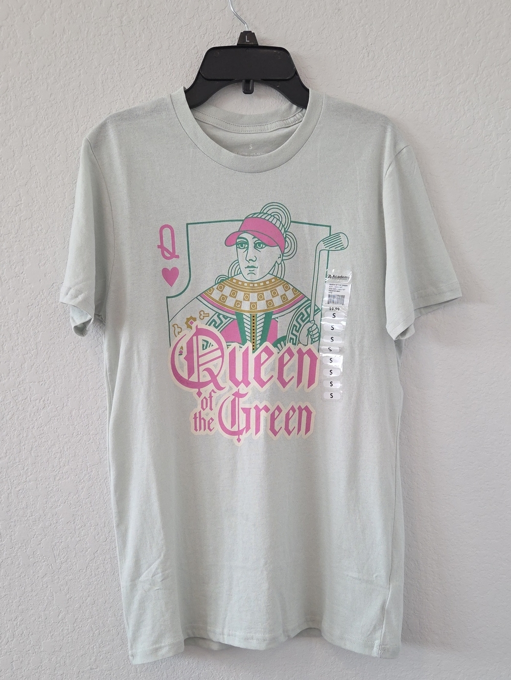 Queen of the Green Golf Womens Graphic Tee Shit Mint Green Pink Novelty Funny